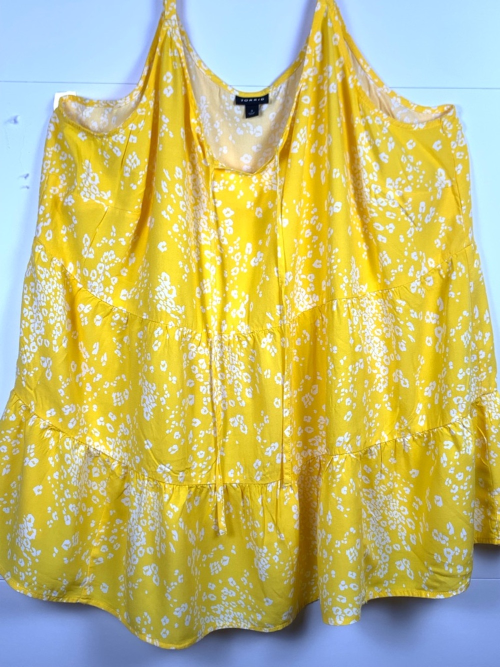 Torrid 3X Yellow Floral Tiered Ruffle Cami Top Flowy Boho Summer